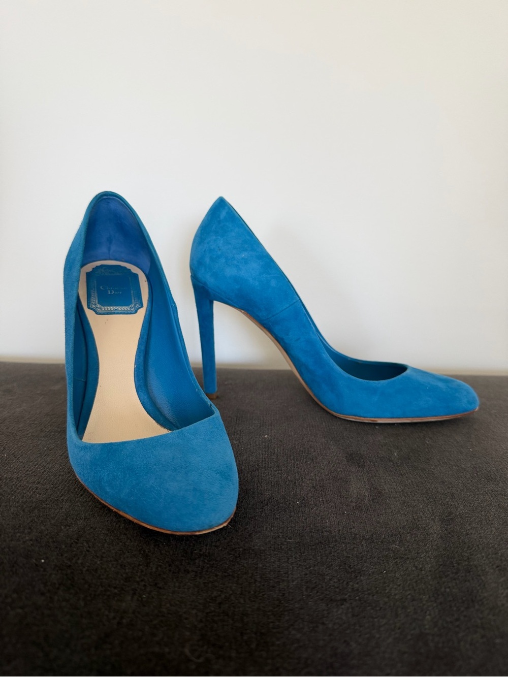Dior Blue Suede Pointed-Toe Stiletto Pumps